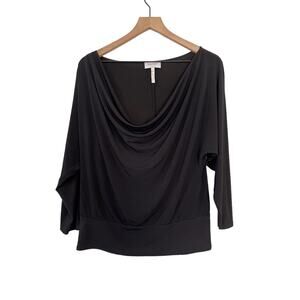 Laundry by Shelli Segal Womens Drape Front Blouse Black Size Medium